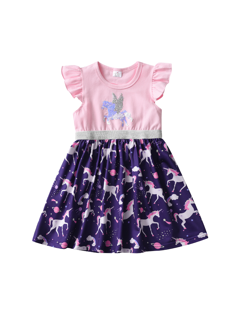 unicorn cotton dress Cotton Kids Aqua Unicorn & Castle Dress 2