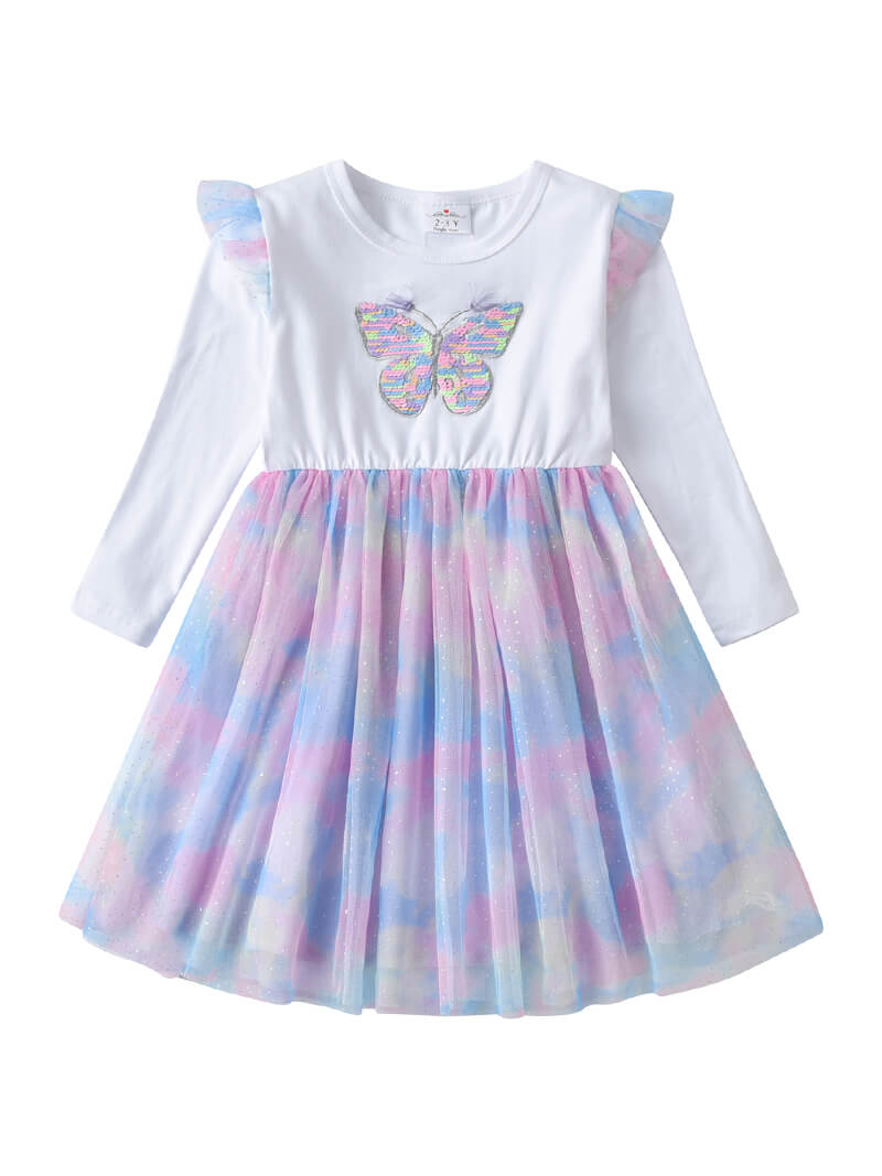 Butterfly Jersey Long Sleeve Tutu Dress Butterfly Jersey Long Sleeve Tutu Dress