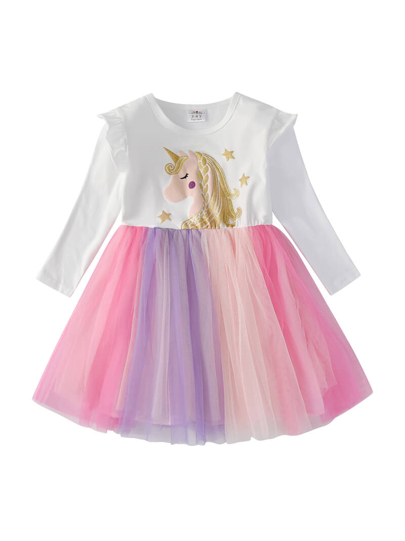 cotton unicorn dress Cotton Kids Aqua Unicorn & Castle Dress 2