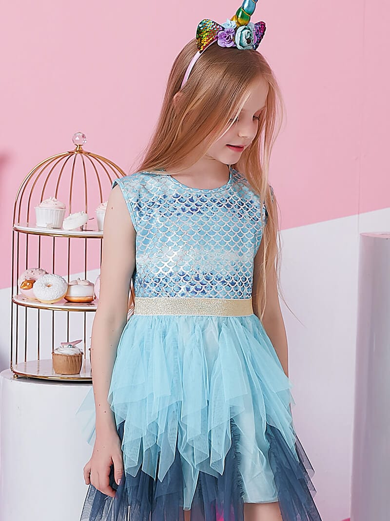 Blue Shimmer Toddler Tutu Dress Tutu Dress Vikita