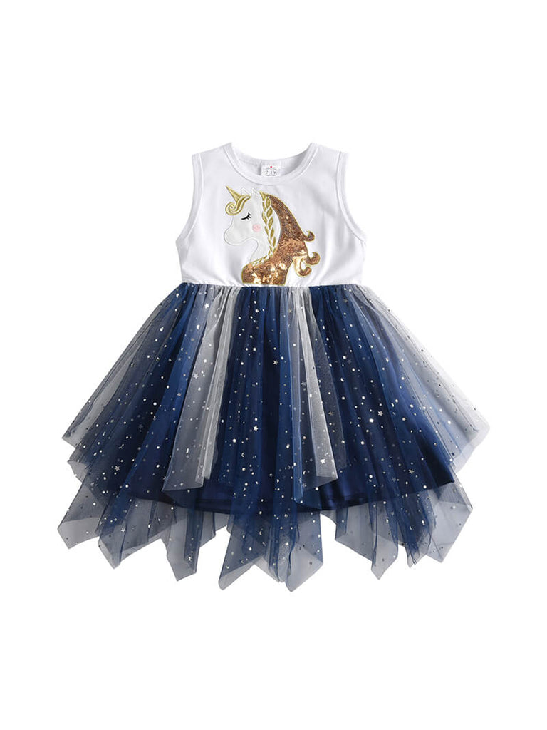 Glittery Layered Unicorn Tulle Dress Tutu Dress Vikita