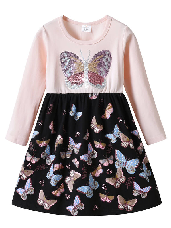 Pink Butterfly Cotton Dress