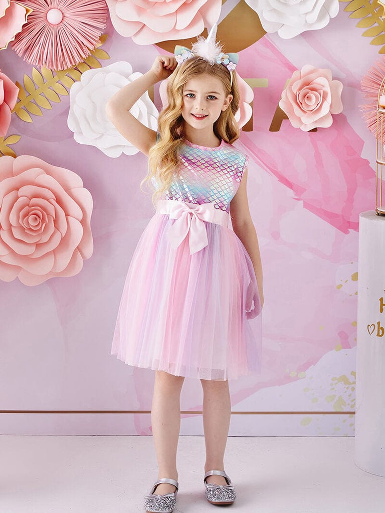Pink Bowtie Tulle Toddler Dress Tutu Dress Vikita
