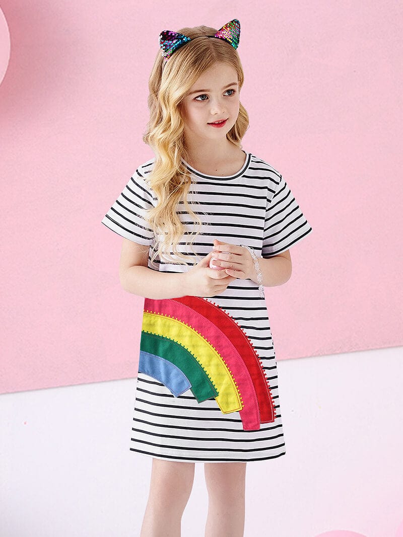 Zebra Stripe Rainbow Dress Casual Dress Vikita