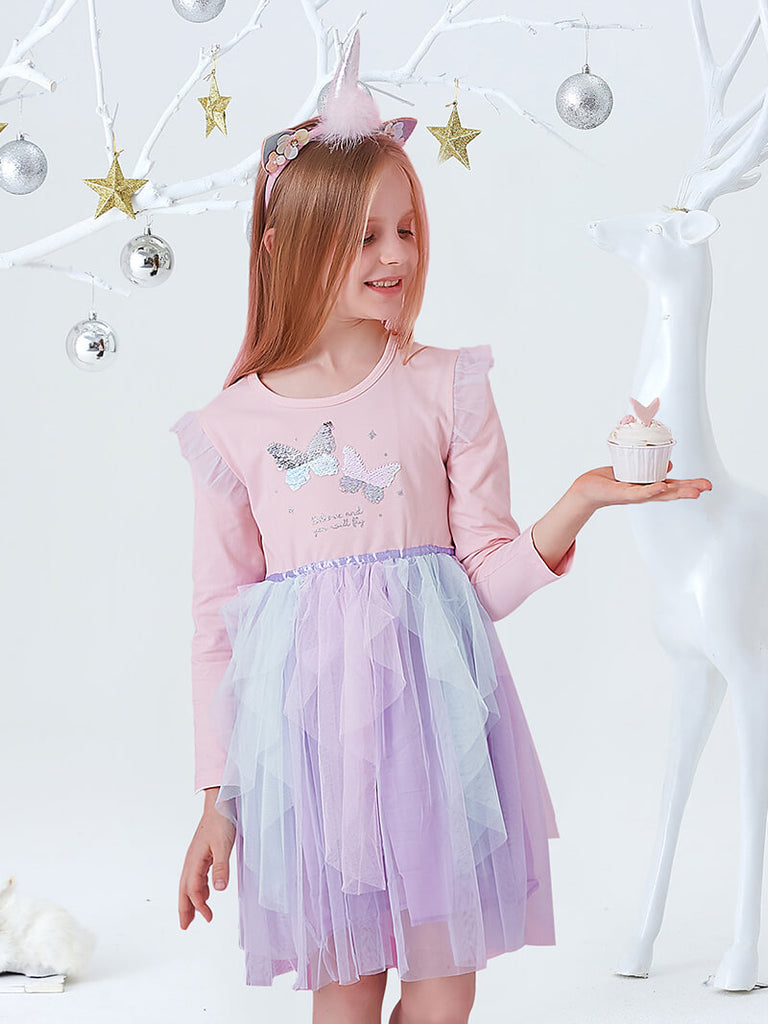 Light Pink Butterfly Long Sleeve Tutu